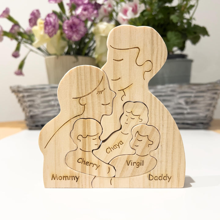 Puzzle en bois personnalisé pour Famille- Décorations et cadeaux personnalisés