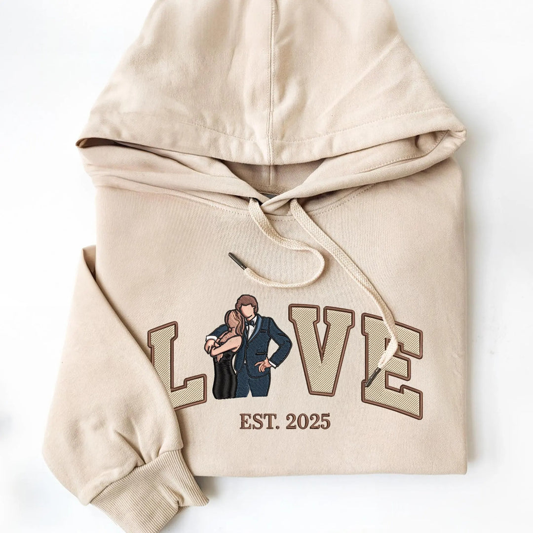 Sweat-shirt personnalisé AMOUR Broderie portrait couple