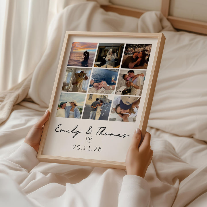 Cadre photo à neuf cases pour couple, cadeau de Saint-Valentin