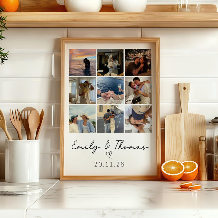 Cadre photo à neuf cases pour couple, cadeau de Saint-Valentin