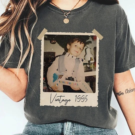 T-shirt personnalisé avec photo et année vintage des années 90