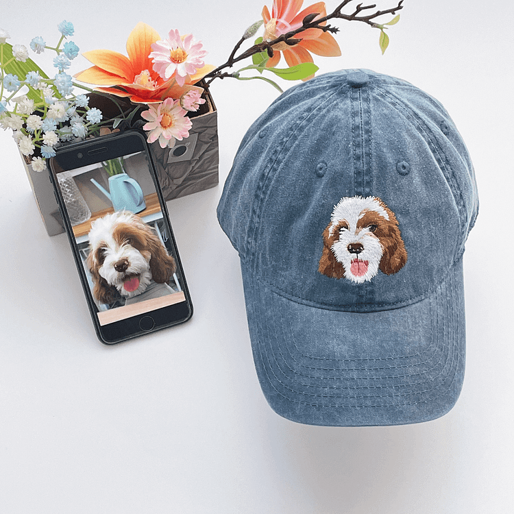Casquette de baseball personnalisée avec photo de votre chien/chat brodée