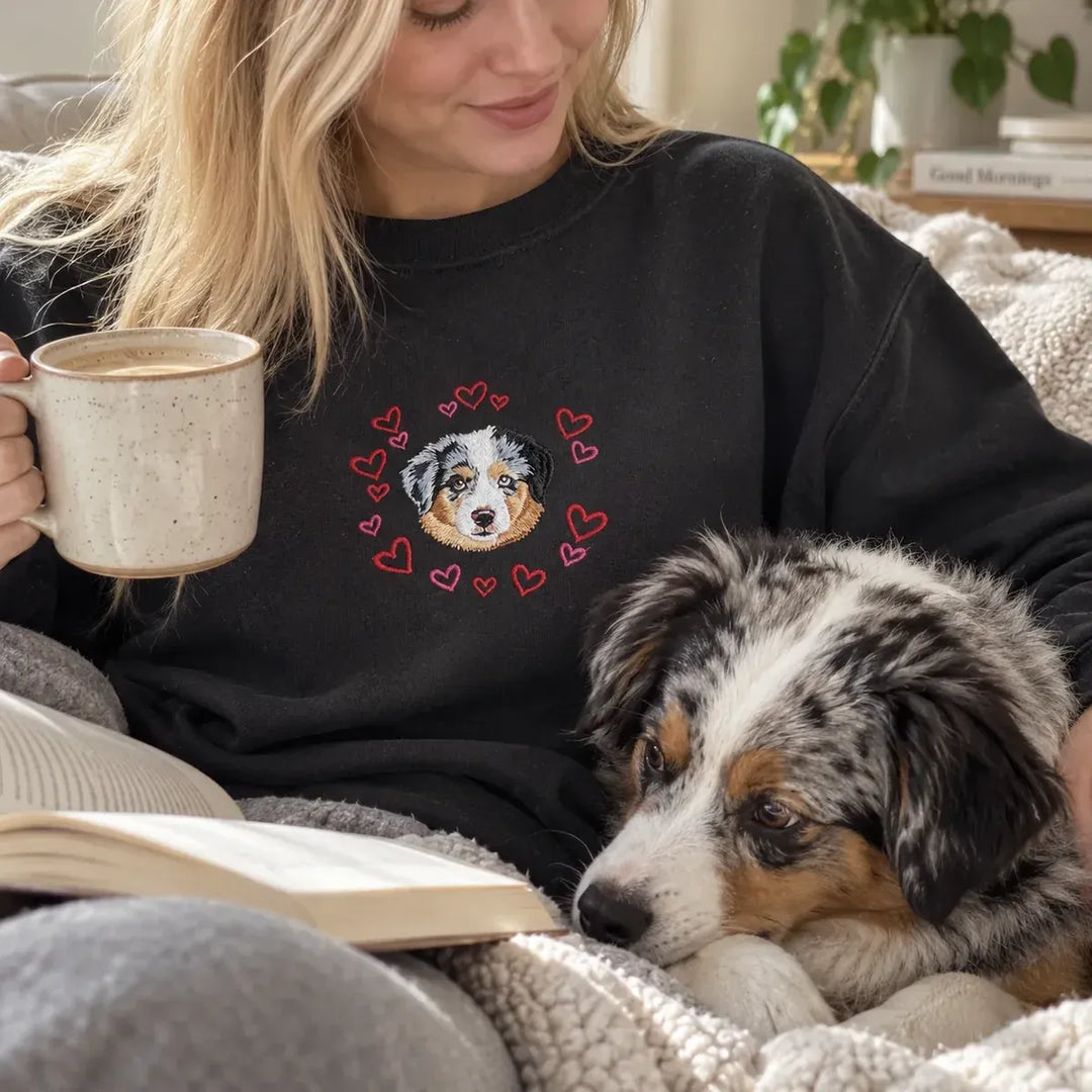 Sweat-shirt brodé avec portrait d'animal de compagnie - Un amour éternel pour les animaux de compagnie