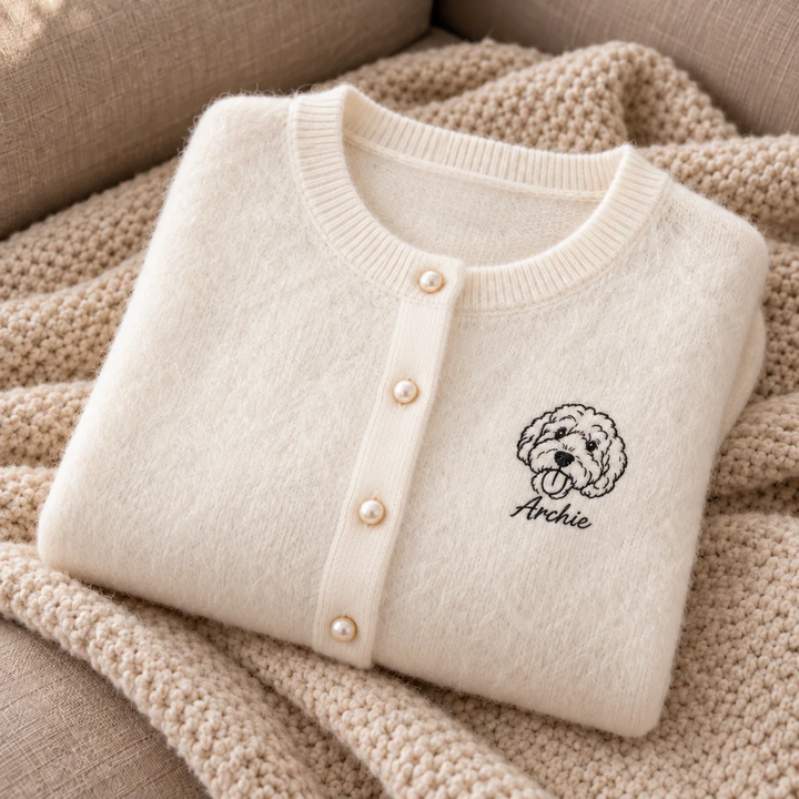 Gilet boutonné orné d’un portrait personnalisé de votre animal de compagnie