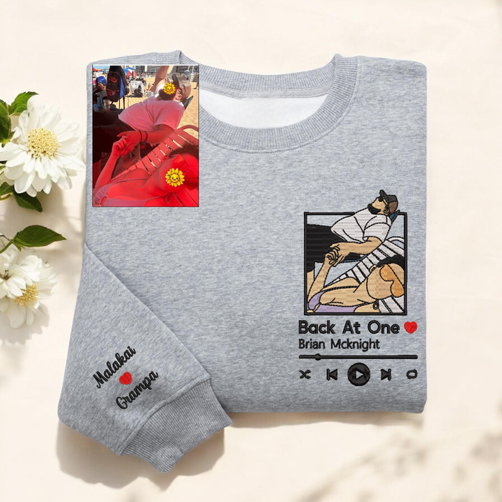 Sweat-shirt brodé avec portrait personnalisé et musique pour couple – Cadeau d'anniversaire ou de Noël