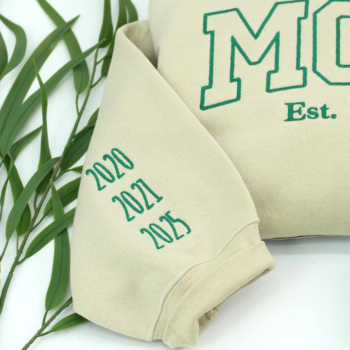 Sweat-shirt brodé pour maman avec le prénom et date de l'enfant