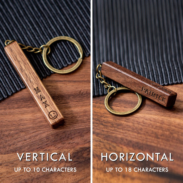Porte-clés en noyer gravé sur mesure