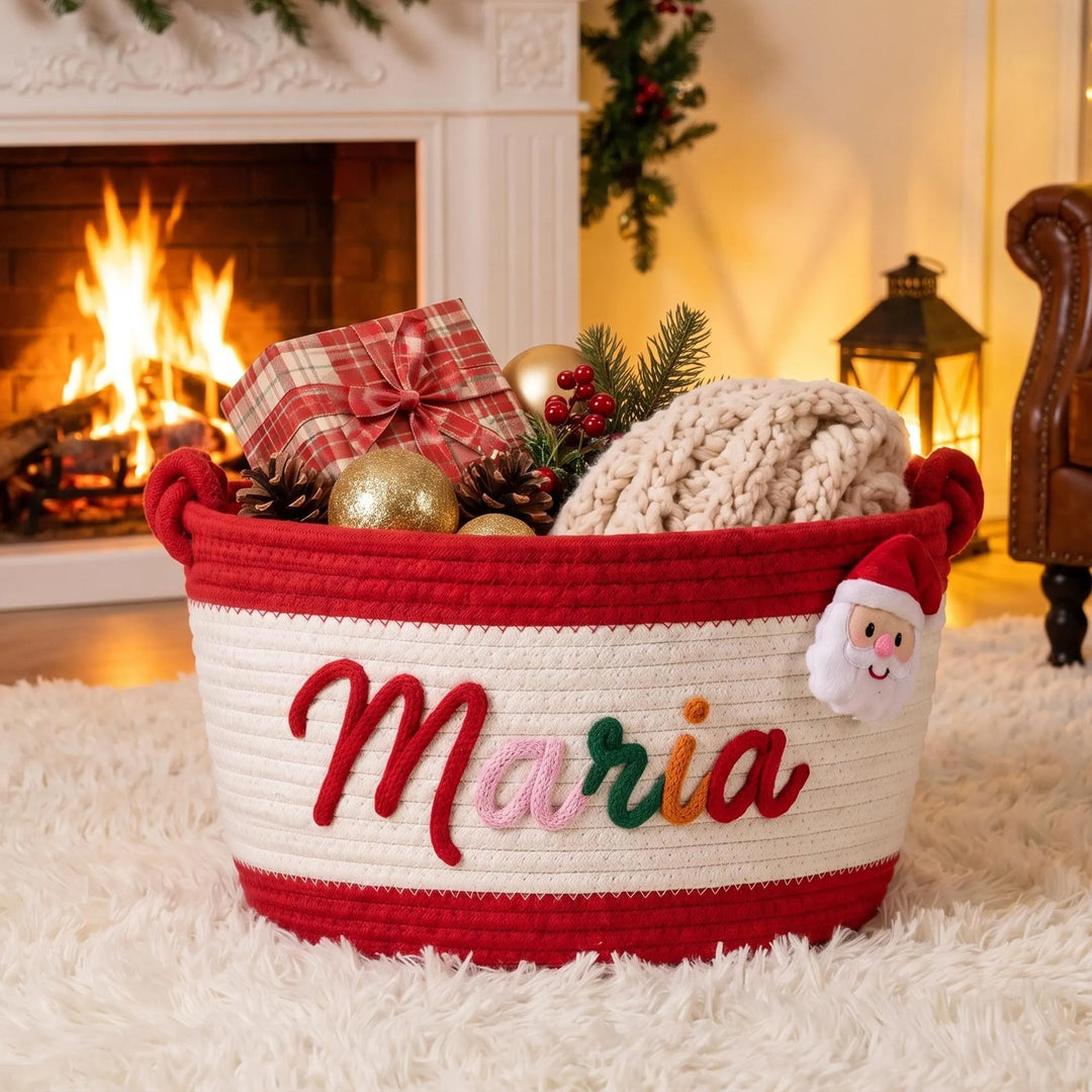 Panier de Noël personnalisé pour bébé, panier-cadeau personnalisé au prénom