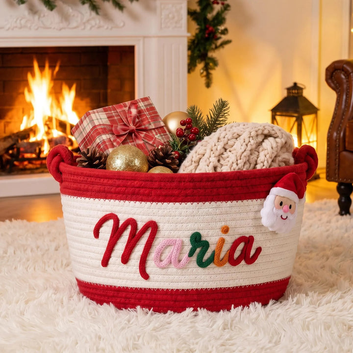 Panier de Noël personnalisé pour bébé, panier-cadeau personnalisé au prénom