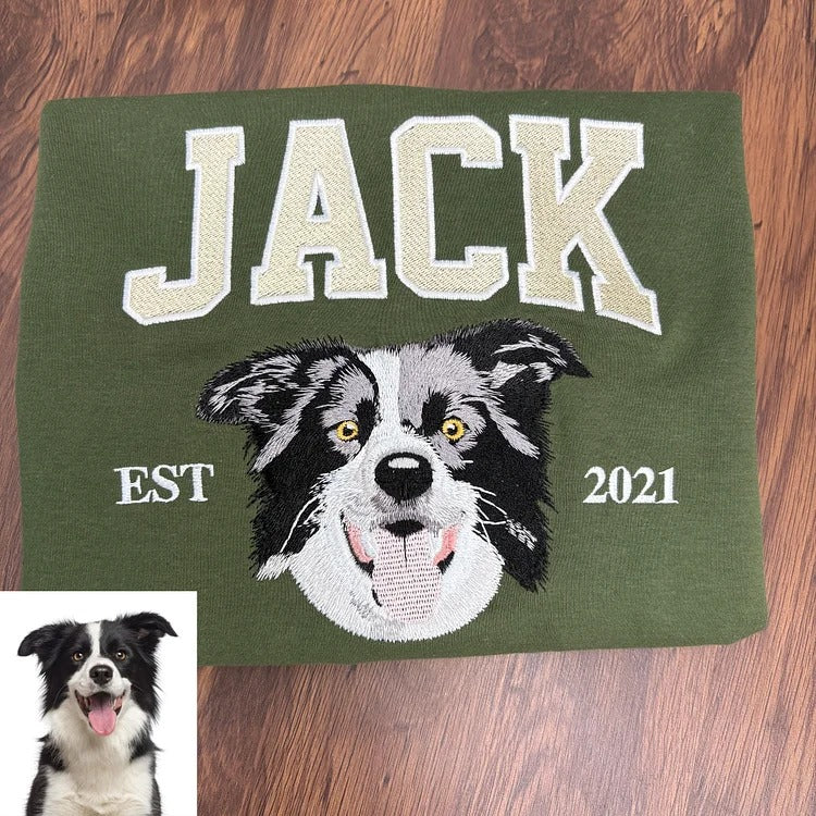 Sweat-shirt brodé personnalisé avec le visage et le nom de votre animal de compagnie, cadeau souvenir pour les amoureux des animaux