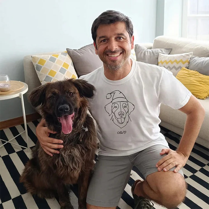 Sweat à capuche brodé personnalisé avec contour du visage de votre animal de compagnie et chapeau de Père Noël