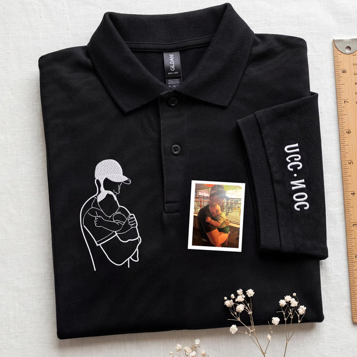 Polo brodé avec la silhouette de papa – Cadeau pour la fête des Pères