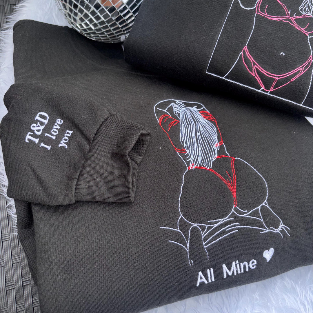 2025 Sweat-shirt brodé personnalisé pour couple – Cadeaux de la Saint-Valentin💓