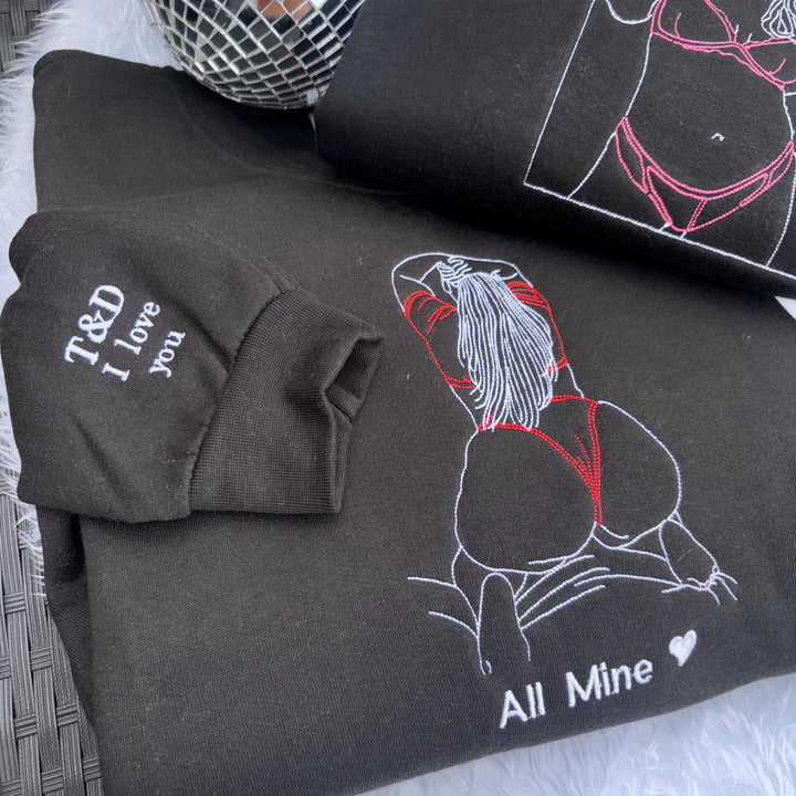 2025 Sweat-shirt brodé personnalisé pour couple – Cadeaux de la Saint-Valentin💓