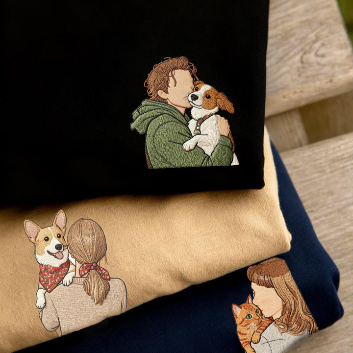 Sweat-shirt personnalisé avec photo brodée pour papa/maman d'animal de compagnie