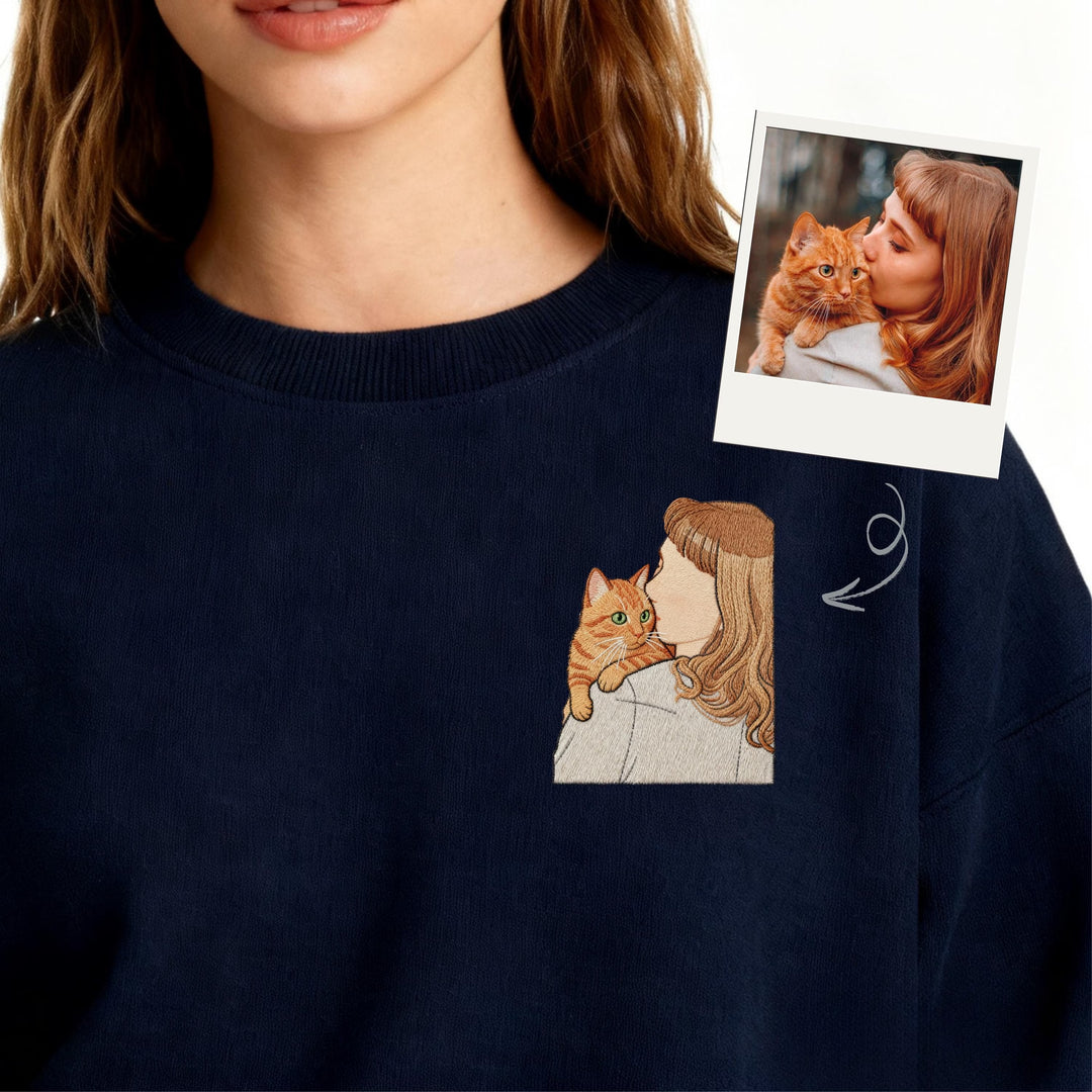 Sweat-shirt personnalisé avec photo brodée pour papa/maman d'animal de compagnie