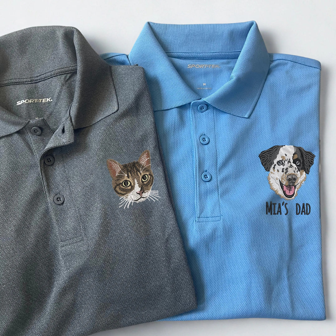Polo brodé en couleurs avec portrait d’animal — un cadeau personnalisé pour les amoureux des animaux