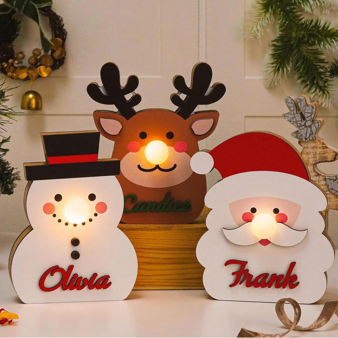 Lanterne de Noël personnalisée, lampe de Noël en bois