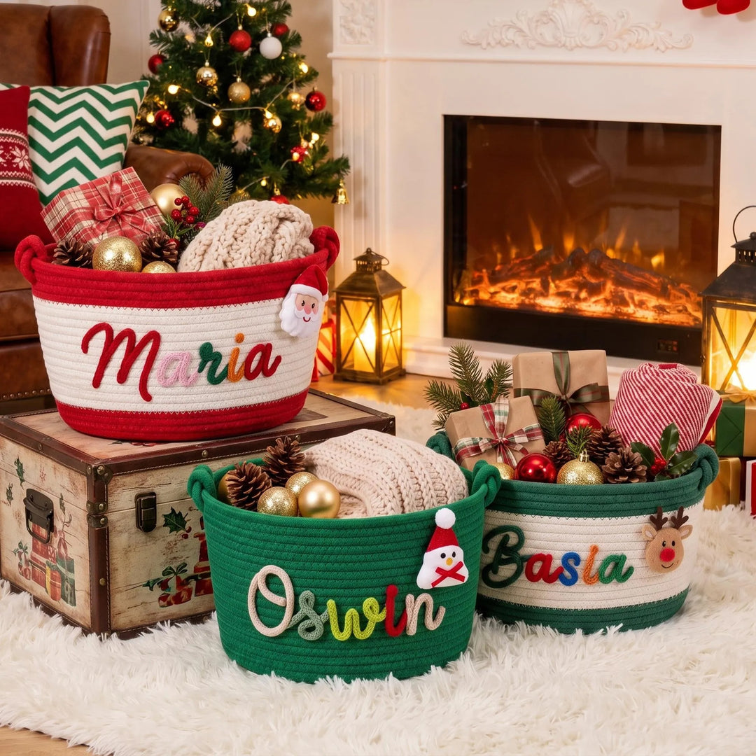 Panier de Noël personnalisé pour bébé, panier-cadeau personnalisé au prénom