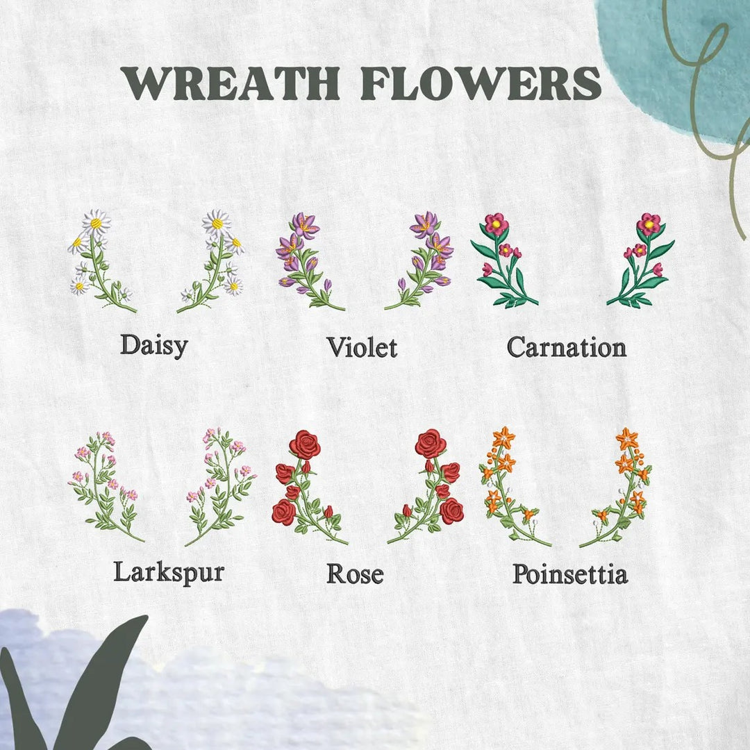 Sweat-shirt avec broderie portrait maman et enfants et options de couronne de fleurs