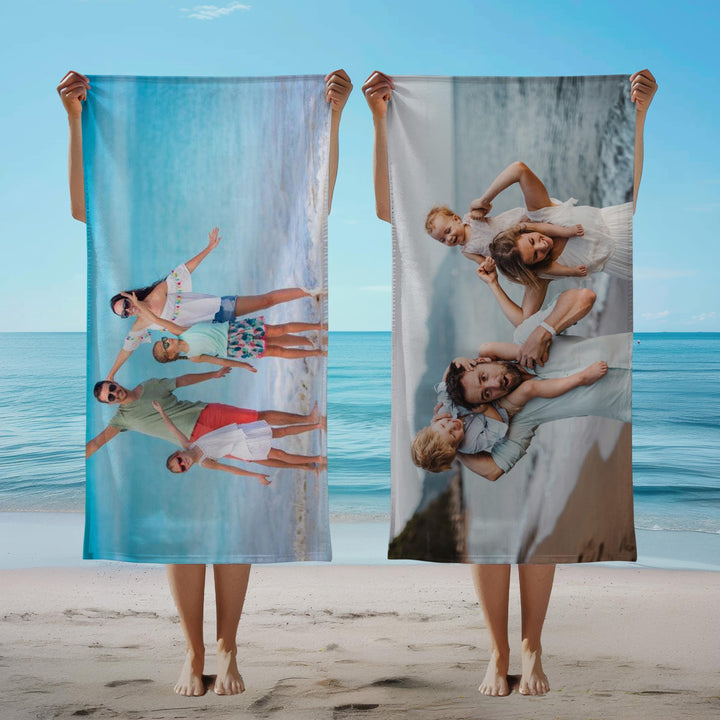 Serviette de plage personnalisée avec photo de famille