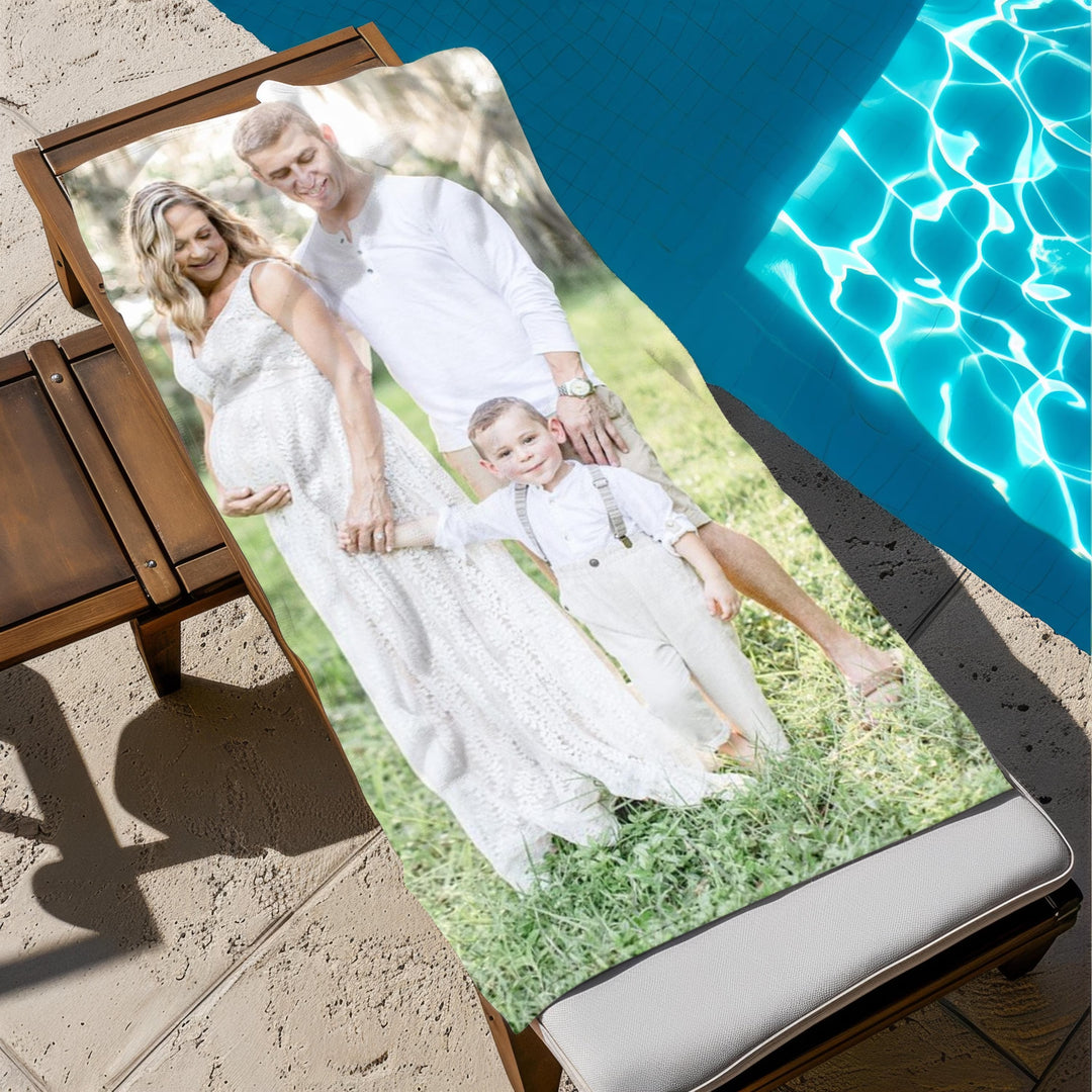 Serviette de plage personnalisée avec photo de famille