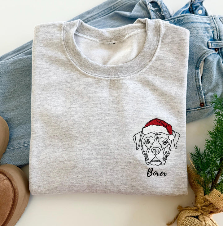 Sweat-shirt personnalisé brodé avec portrait d'animal de compagnie, cadeaux de Noël