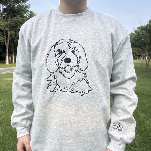 Sweat à capuche brodé personnalisé avec contour d'animal de compagnie – Sweat-shirt/t-shirt à point unique.
