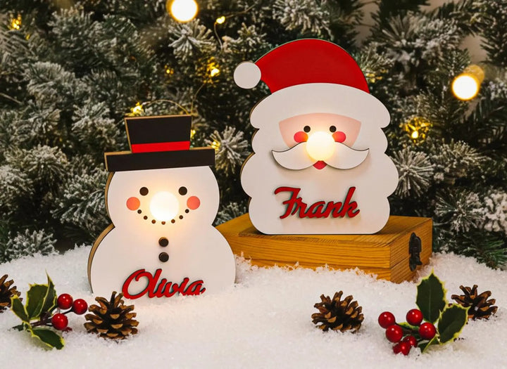 Lanterne de Noël personnalisée, lampe de Noël en bois