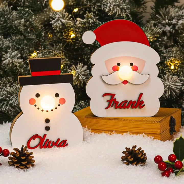 Lanterne de Noël personnalisée, lampe de Noël en bois