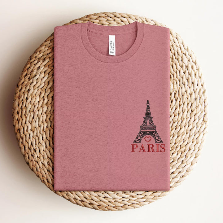 T shirt personnalisé Paris Souvenir de voyage Broderie Tour Eiffel