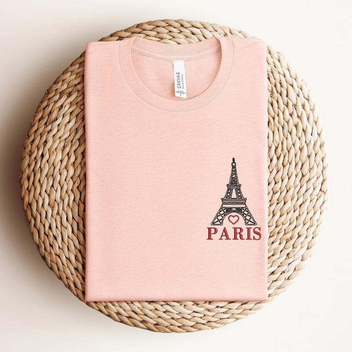T shirt personnalisé Paris Souvenir de voyage Broderie Tour Eiffel