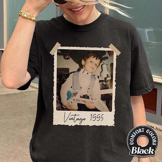 T-shirt personnalisé avec photo et année vintage des années 90