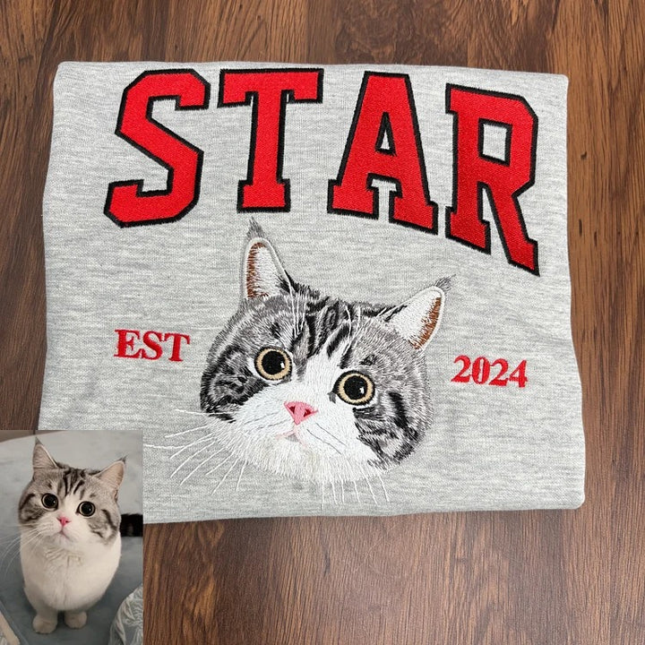 Sweat-shirt brodé personnalisé avec le visage et le nom de votre animal de compagnie, cadeau souvenir pour les amoureux des animaux