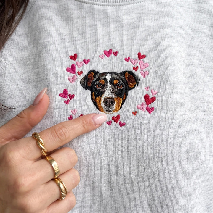 Sweat-shirt brodé avec portrait d'animal de compagnie - Un amour éternel pour les animaux de compagnie