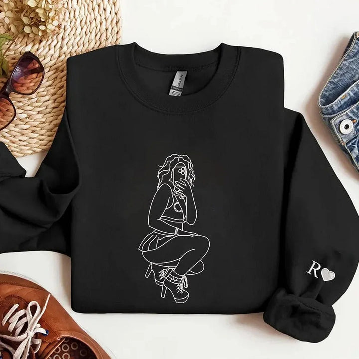 Sweat-shirt brodé personnalisé – Cadeau portrait sexy personnalisé pour lui 💕🔥