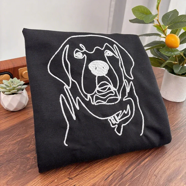 Sweat à capuche brodé personnalisé avec contour d'animal de compagnie – Sweat-shirt/t-shirt à point unique.