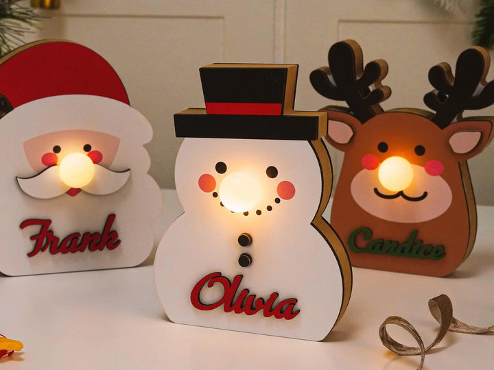 Lanterne de Noël personnalisée, lampe de Noël en bois