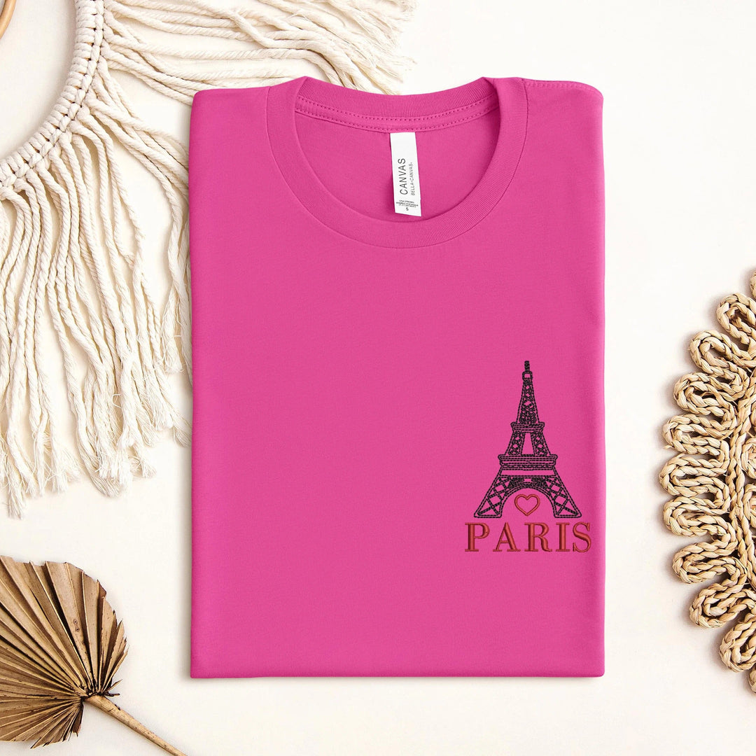 T shirt personnalisé Paris Souvenir de voyage Broderie Tour Eiffel