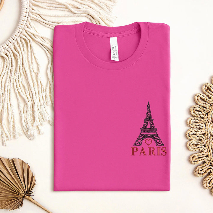 T shirt personnalisé Paris Souvenir de voyage Broderie Tour Eiffel