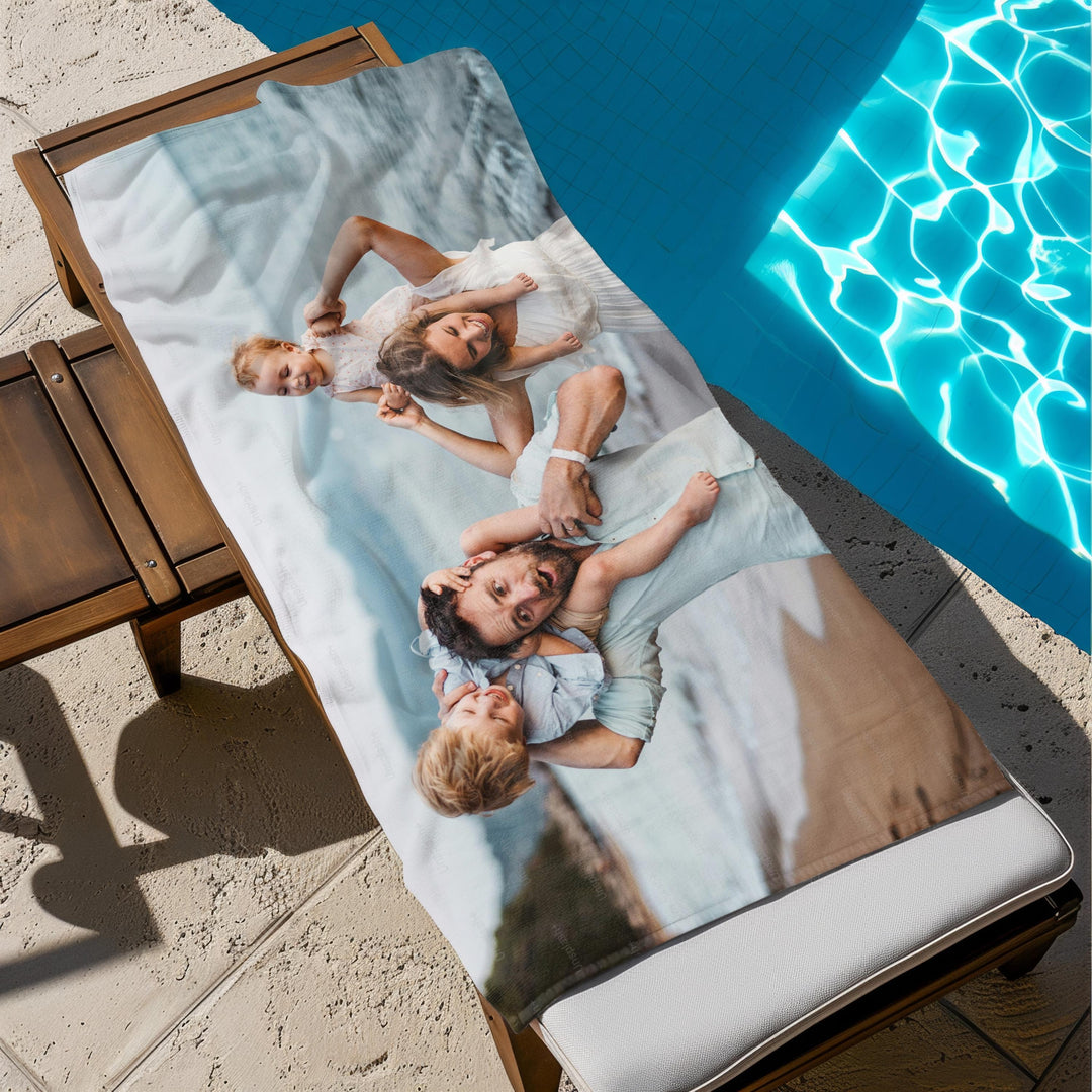 Serviette de plage personnalisée avec photo de famille