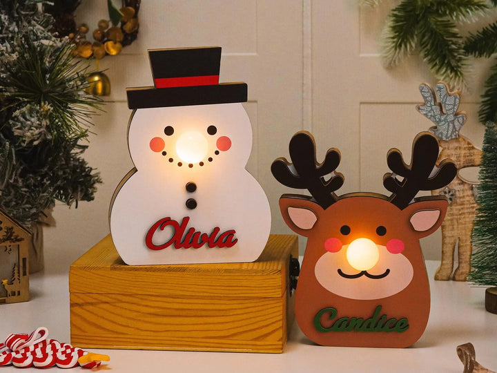 Lanterne de Noël personnalisée, lampe de Noël en bois