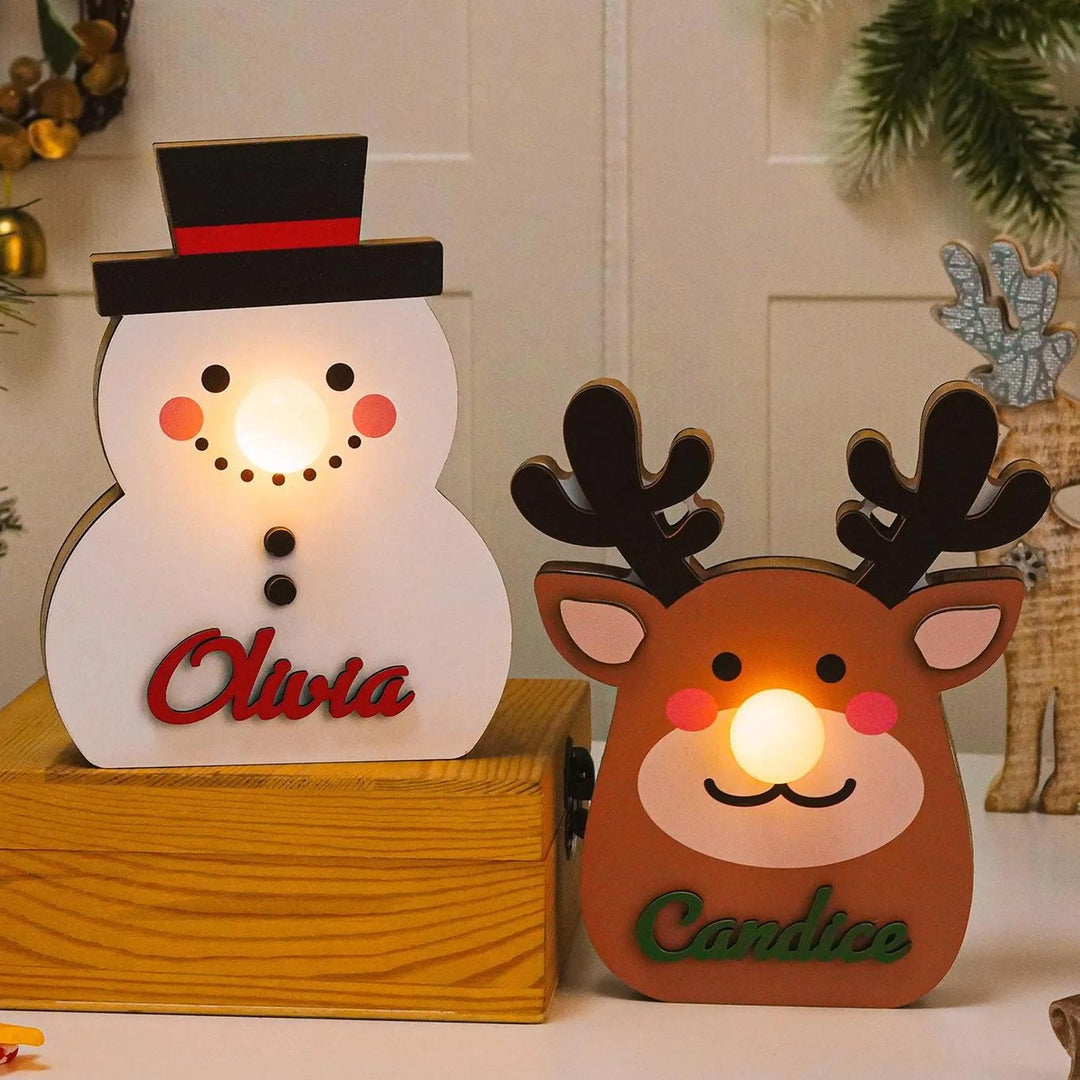 Lanterne de Noël personnalisée, lampe de Noël en bois