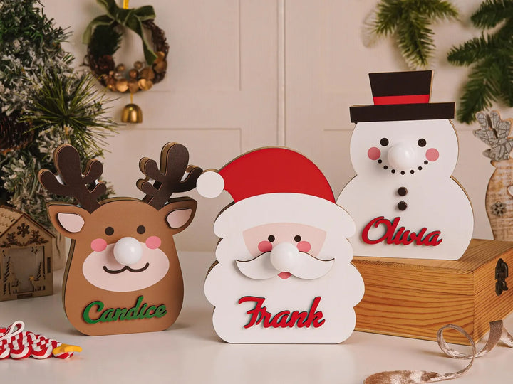 Lanterne de Noël personnalisée, lampe de Noël en bois