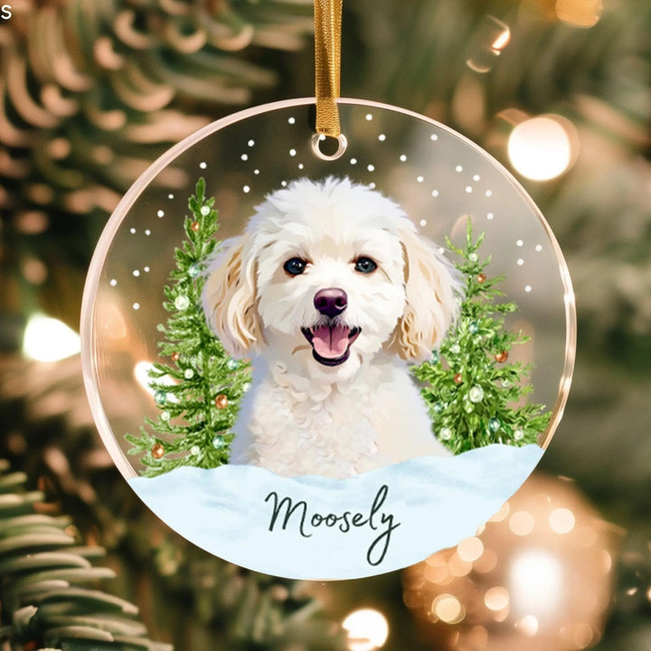 Ornement de Noël personnalisé pour animal, portrait aquarelle sur acrylique, décoration chien ou chat à partir d’une photo