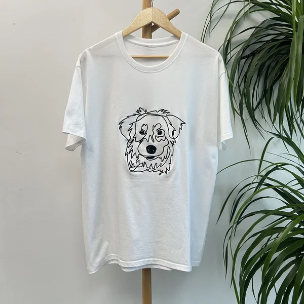 Sweat à capuche brodé personnalisé avec contour d'animal de compagnie – Sweat-shirt/t-shirt à point unique.