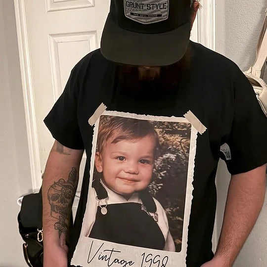T-shirt personnalisé avec photo et année vintage des années 90