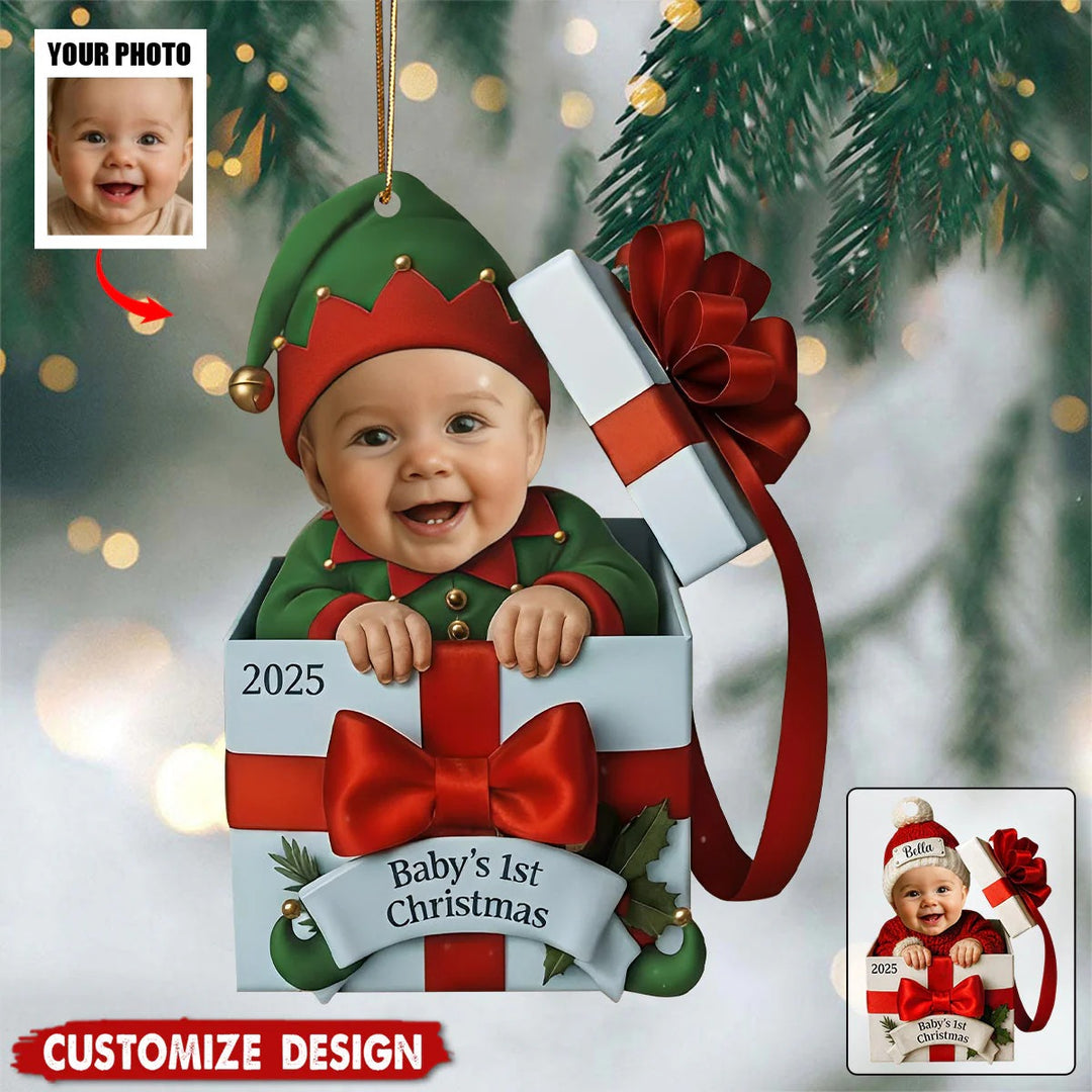 Coffret cadeau de Noël personnalisé avec photo du premier Noël de bébé - Cadeau pour bébé