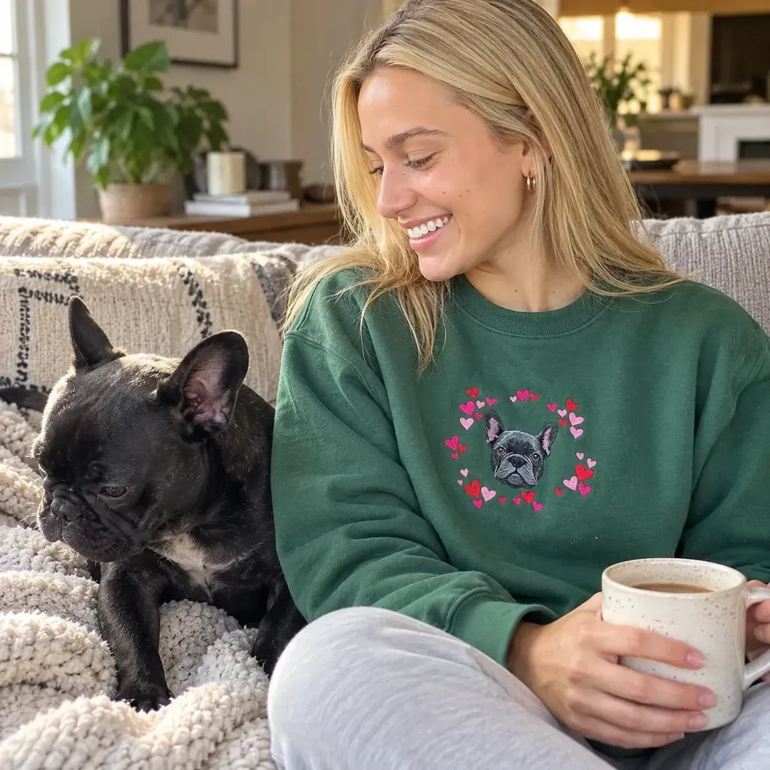Sweat-shirt brodé avec portrait d'animal de compagnie - Un amour éternel pour les animaux de compagnie