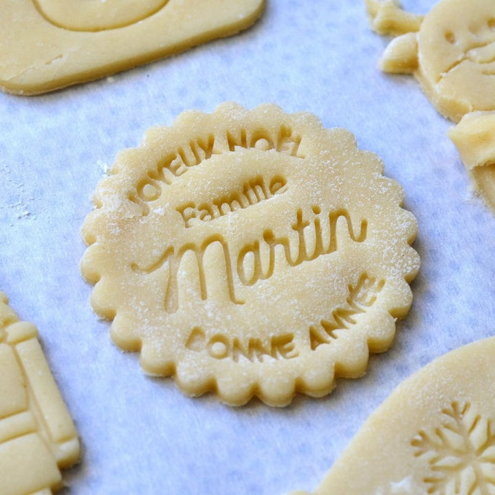 2025 Ensemble de tampons à biscuits de Noël personnalisés avec nom de famille personnalisé